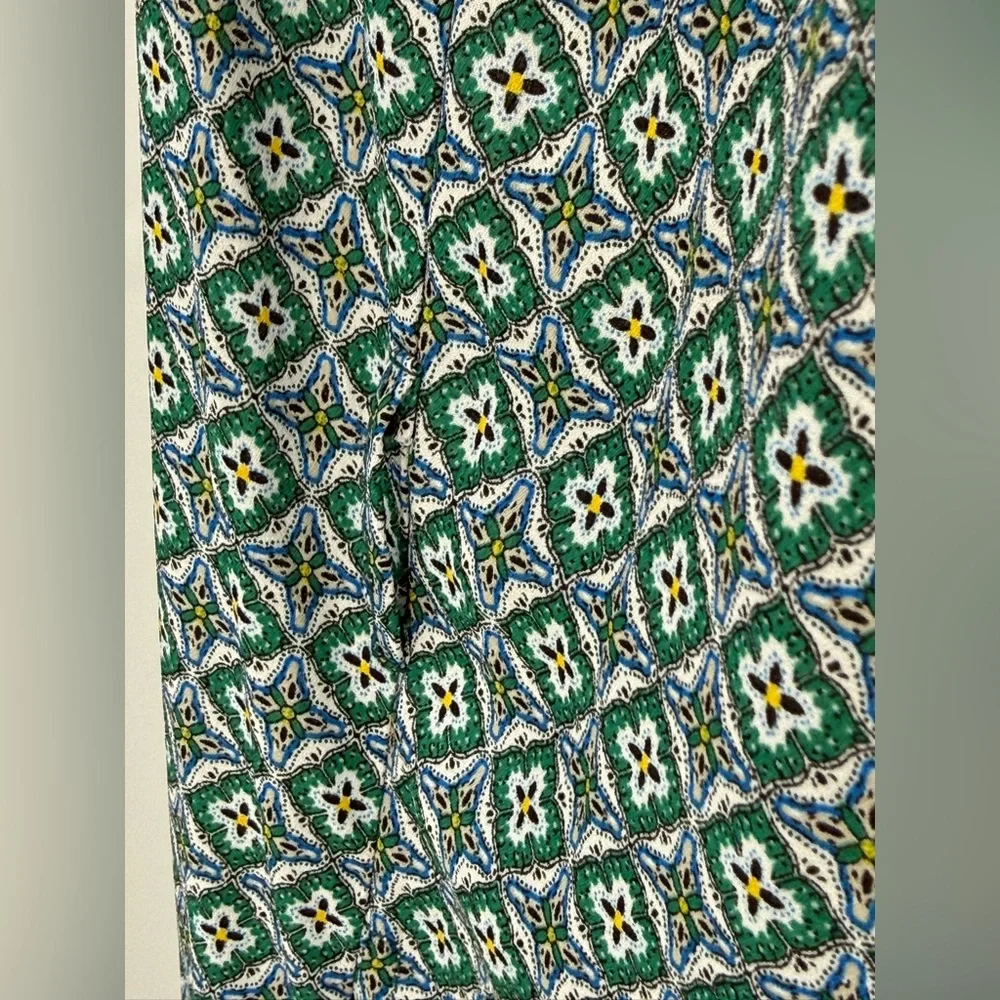 Max Studio Teal Geometric Print Flutter Sleeve Boho Wide Leg Jumpsuit Size XL - Picture 4 of 14